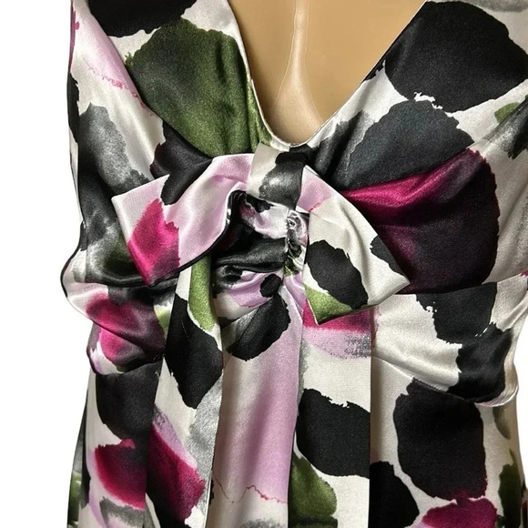 VTG Citrine,women halter dress 6. Made in Canada! Multicolor,ruching,bow,Flare - Picture 3 of 15